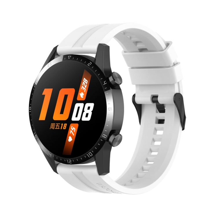 For Huawei Watch 3 Pro New 22mm Silicone Black Buckle Watch Band(White) by buy2fix