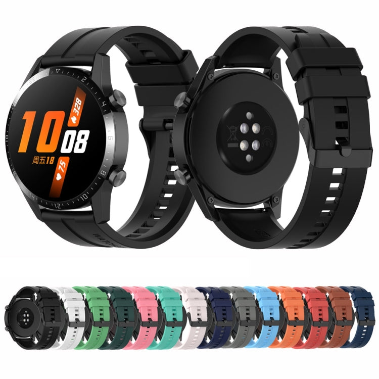 For Huawei Watch 3 Pro New 22mm Silicone Black Buckle Watch Band(White) by buy2fix
