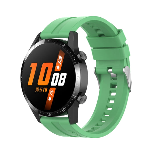 For Huawei Watch Buds / Watch 3 Pro New 20mm Silicone Silver Buckle Watch Band(Mint Green)