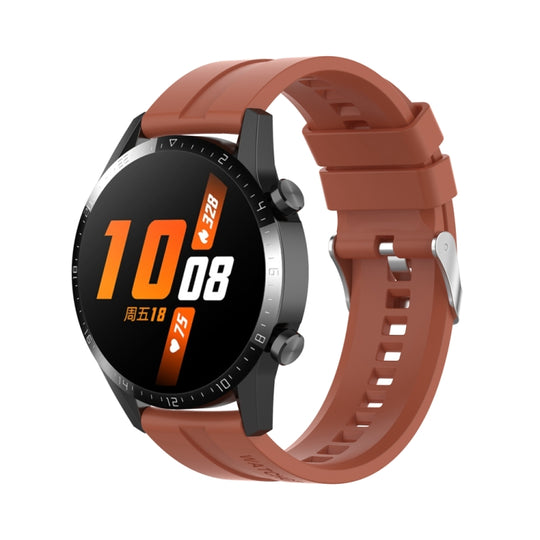 For Huawei Watch Buds / Watch 3 Pro New 20mm Silicone Silver Buckle Watch Band(Cabernet Orange)