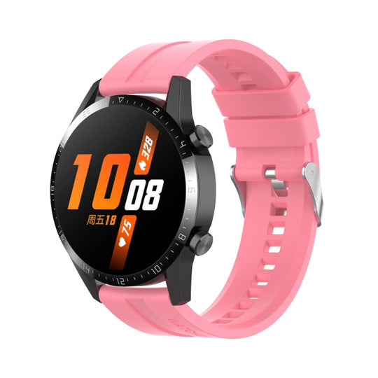 For Huawei Watch Buds / Watch 3 Pro New 20mm Silicone Silver Buckle Watch Band(Pink)