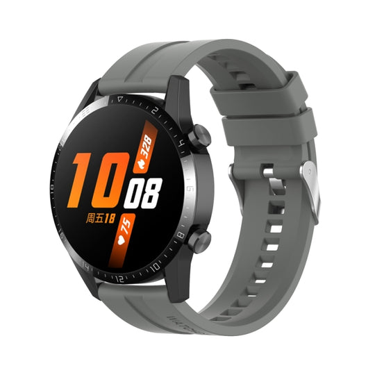 For Huawei Watch Buds / Watch 3 Pro New 20mm Silicone Silver Buckle Watch Band(Grey)