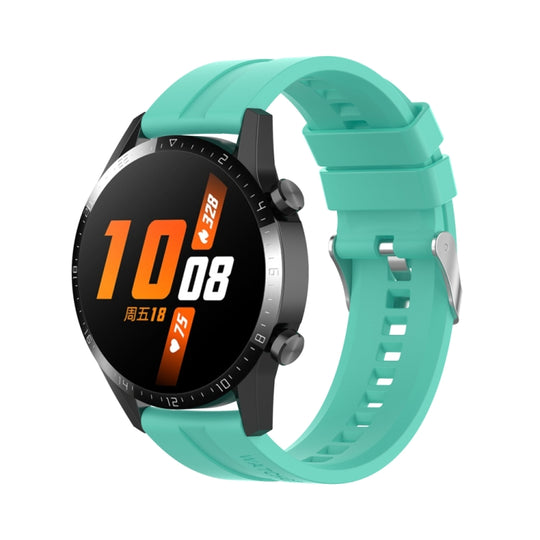 For Huawei Watch Buds / Watch 3 Pro New 20mm Silicone Silver Buckle Watch Band(Aurora Blue)