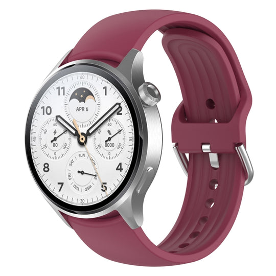 For Xiaomi Watch S2 22mm Solid Color Silicone Watch Band(Wine Red)