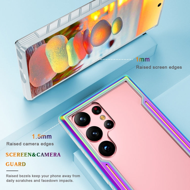 For Samsung Galaxy S23 5G Defender Metal Clear PC Soft TPU Phone Case(Colorful) - Galaxy S23 5G Cases by buy2fix | Online Shopping UK | buy2fix