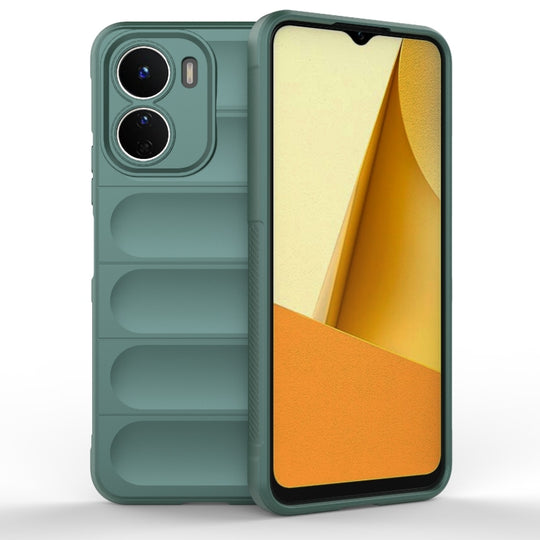 For vivo Y16 4G Global Magic Shield TPU + Flannel Phone Case(Dark Green)