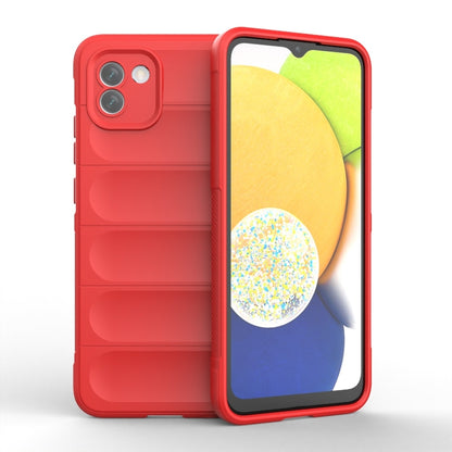 For Samsung Galaxy A03 Global Magic Shield TPU + Flannel Phone Case(Red) by buy2fix