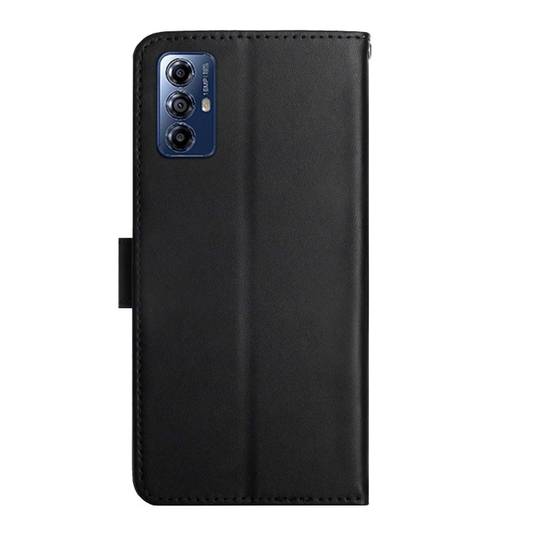 For Motorola Moto G Play 2023 HT02 Genuine Leather Fingerprint-proof Flip Phone Case(Black) - Motorola Cases by buy2fix | Online Shopping UK | buy2fix