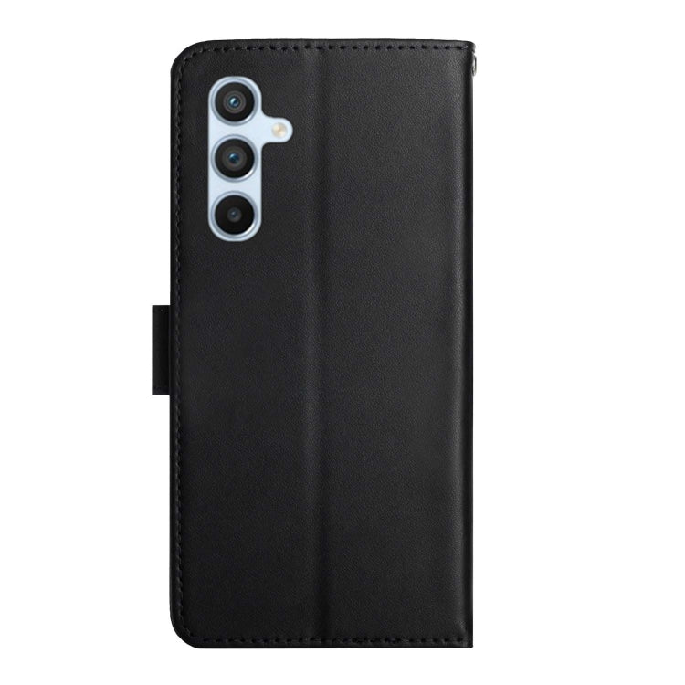 For Samsung Galaxy A34 5G HT02 Genuine Leather Fingerprint-proof Flip Phone Case(Black) - Galaxy Phone Cases by buy2fix | Online Shopping UK | buy2fix