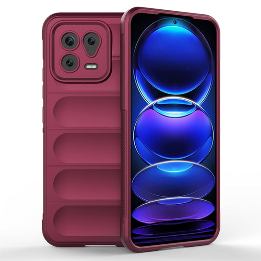 For Xiaomi 13 Magic Shield TPU + Flannel Phone Case(Wine Red) - Xiaomi Cases by buy2fix | Online Shopping UK | buy2fix