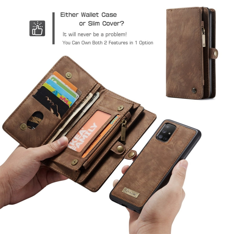 For Galaxy A51 4G CaseMe-008 Detachable Multifunctional Horizontal Flip Leather Case with Card Slot & Holder & Zipper Wallet & Photo Frame(Brown) - Galaxy Phone Cases by CaseMe | Online Shopping UK | buy2fix