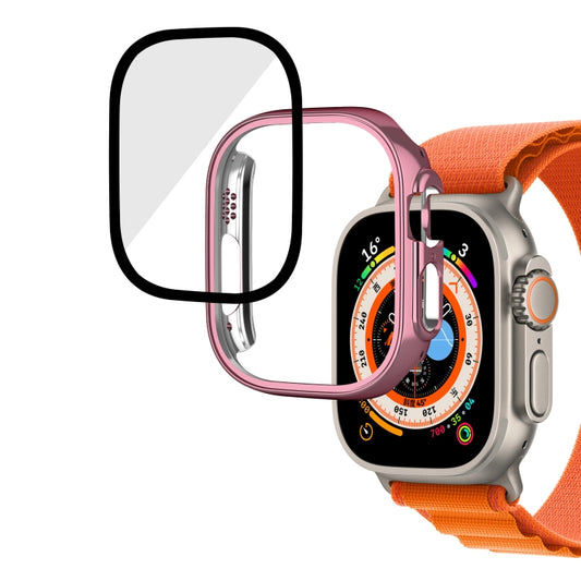 For Apple Watch Ultra 3 / 2 / 1 49mm Plating Gloss PC Tempered Glass Integral Watch Case(Pink) by buy2fix