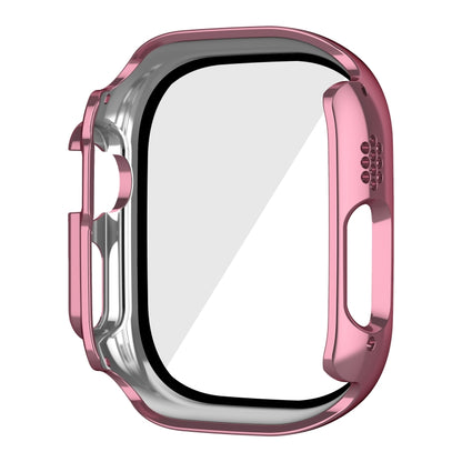 For Apple Watch Ultra 3 / 2 / 1 49mm Plating Gloss PC Tempered Glass Integral Watch Case(Pink) by buy2fix