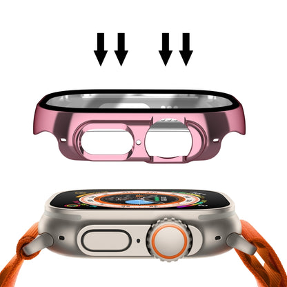 For Apple Watch Ultra 3 / 2 / 1 49mm Plating Gloss PC Tempered Glass Integral Watch Case(Pink) by buy2fix