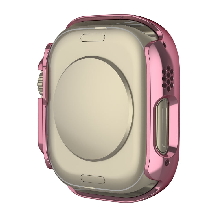 For Apple Watch Ultra 3 / 2 / 1 49mm Plating Gloss PC Tempered Glass Integral Watch Case(Pink) by buy2fix