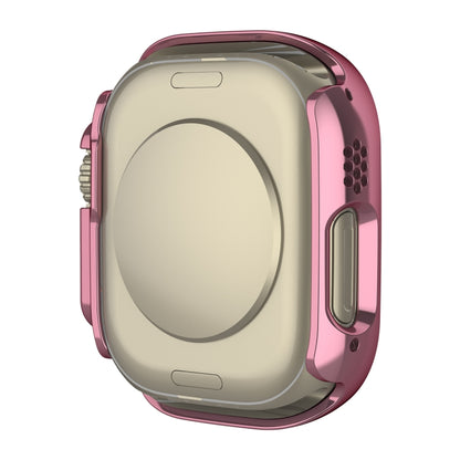 For Apple Watch Ultra 3 / 2 / 1 49mm Plating Gloss PC Tempered Glass Integral Watch Case(Pink) by buy2fix