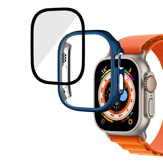 For Apple Watch Ultra 3 / 2 / 1 49mm Plating Gloss PC Tempered Glass Integral Watch Case(Dark Blue) by buy2fix