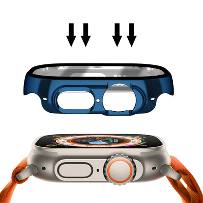 For Apple Watch Ultra 3 / 2 / 1 49mm Plating Gloss PC Tempered Glass Integral Watch Case(Dark Blue) by buy2fix