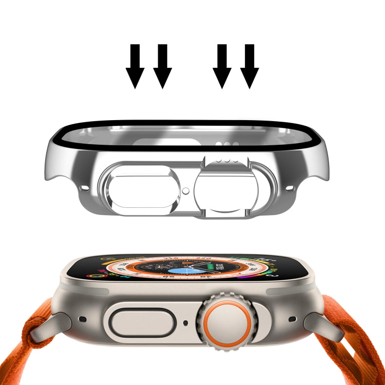 For Apple Watch Ultra 3 / 2 / 1 49mm Plating Gloss PC Tempered Glass Integral Watch Case(Silver) by buy2fix