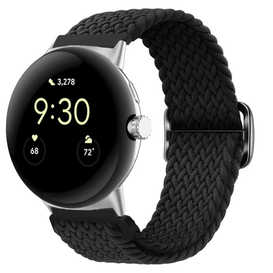 For Google Pixel Watch 5 / 4 / 3 / 2 / 1 41mm Buckle Nylon Braided Watch Band(Black)