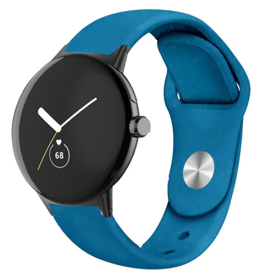 For Google Pixel Watch 5 / 4 / 3 / 2 / 1 41mm Solid Color Reverse Buckle Silicone Watch Band(Cyan Blue)