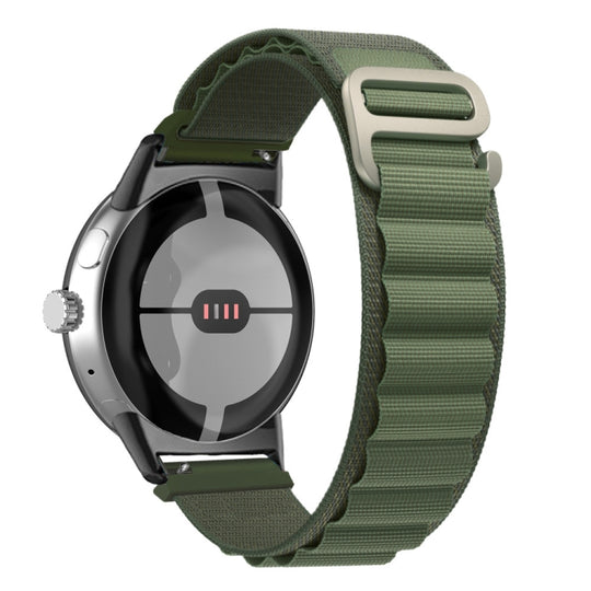 For Google Pixel Watch 5 / 4 / 3 / 2 / 1 41mm Nylon Loop Black Connector Watch Band(Green)