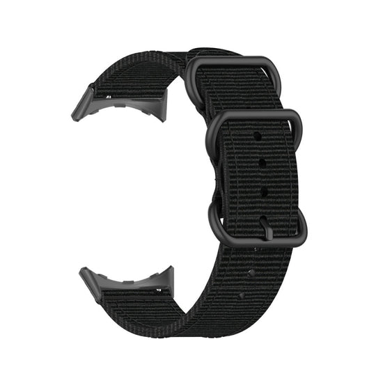 For Google Pixel Watch 5 / 4 / 3 / 2 / 1 41mm Three-ring Black Buckle Nylon Watch Band(Black)