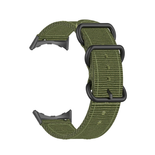 For Google Pixel Watch 5 / 4 / 3 / 2 / 1 41mm Three-ring Black Buckle Nylon Watch Band(Army Green)