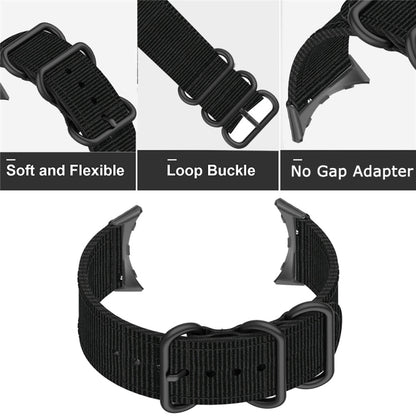 For Google Pixel Watch Three-ring Black Buckle Nylon Watch Band(Rainbow) - Watch Bands by buy2fix | Online Shopping UK | buy2fix