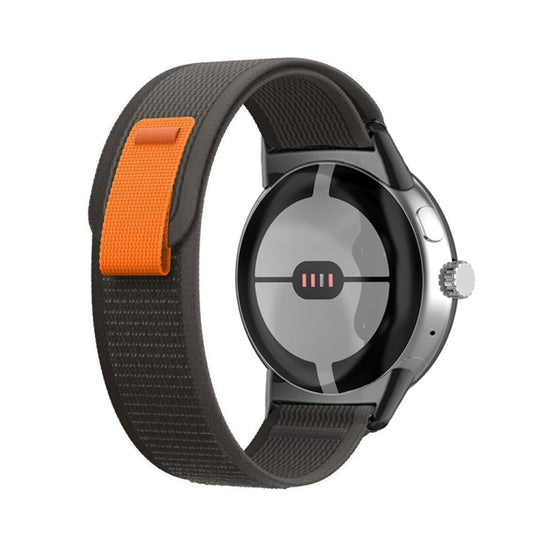For Google Pixel Watch 5 / 4 / 3 / 2 / 1 41mm Loop Black Connector Nylon Watch Band(Black Grey)