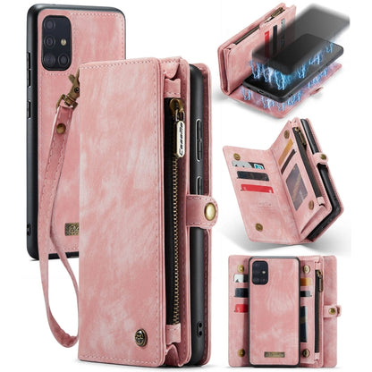 For Samsung Galaxy A51 CaseMe-008 Detachable Multifunctional Flip Leather Phone Case(Pink) by CaseMe