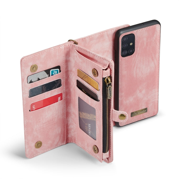 For Samsung Galaxy A51 CaseMe-008 Detachable Multifunctional Flip Leather Phone Case(Pink) by CaseMe