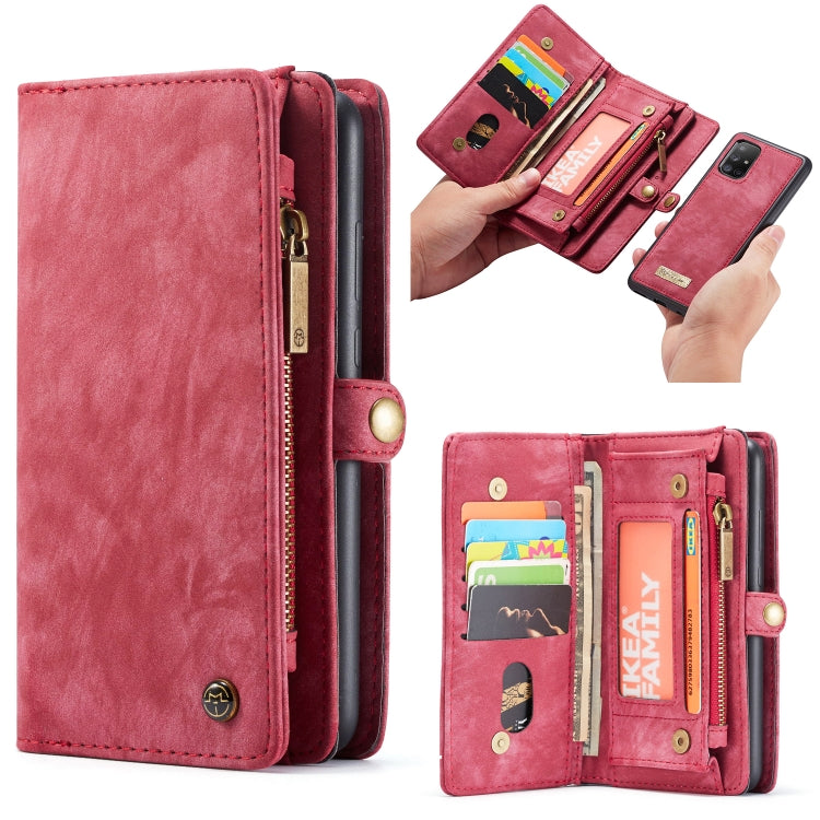 For Galaxy A71 CaseMe Detachable Multifunctional Horizontal Flip Leather Case, with Card Slot & Holder & Zipper Wallet & Photo Frame(Red) - Galaxy Phone Cases by CaseMe | Online Shopping UK | buy2fix