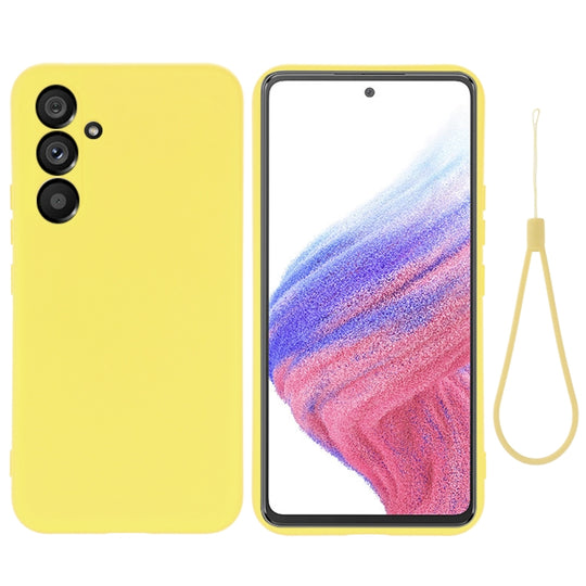 For Samsung Galaxy A54 5G Solid Color Liquid Silicone Dropproof Full Coverage Phone Case(Yellow)