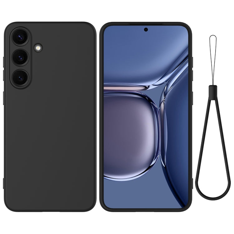 For Samsung Galaxy S25 5G Solid Color Liquid Silicone Dropproof Full Coverage Phone Case(Black) by buy2fix