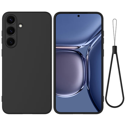 For Samsung Galaxy S25 5G Solid Color Liquid Silicone Dropproof Full Coverage Phone Case(Black) by buy2fix