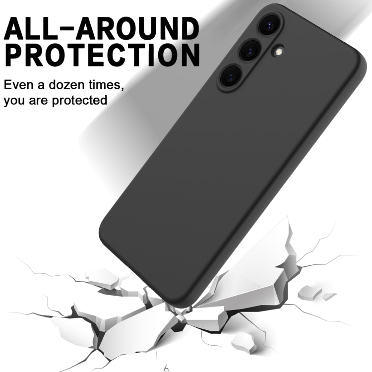 For Samsung Galaxy S25 5G Solid Color Liquid Silicone Dropproof Full Coverage Phone Case(Black) by buy2fix