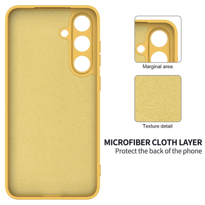 For Samsung Galaxy S25 5G Solid Color Liquid Silicone Dropproof Full Coverage Phone Case(Yellow) by buy2fix