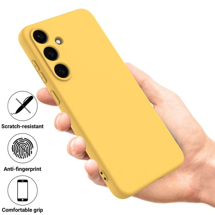 For Samsung Galaxy S25+ 5G Solid Color Liquid Silicone Dropproof Full Coverage Phone Case(Yellow) by buy2fix