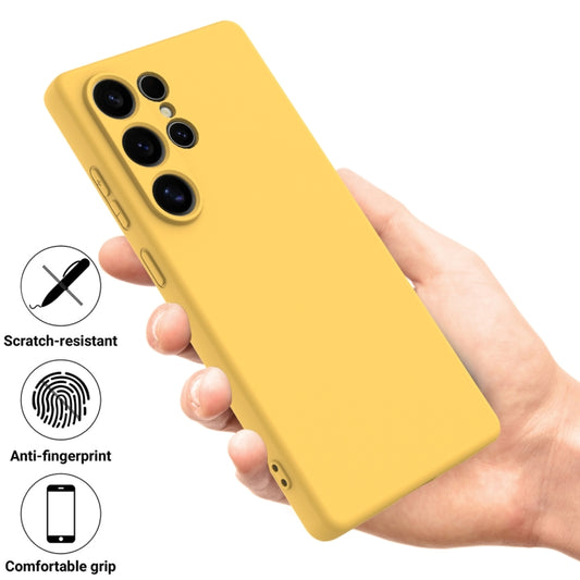 For Samsung Galaxy S25 Ultra Solid Color Liquid Silicone Dropproof Full Coverage Phone Case(Yellow) by buy2fix