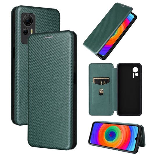 For Ulefone Note 14 Carbon Fiber Texture Flip Leather Phone Case(Green) by buy2fix