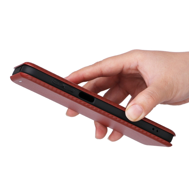 For Ulefone Note 14 Carbon Fiber Texture Flip Leather Phone Case(Brown) by buy2fix