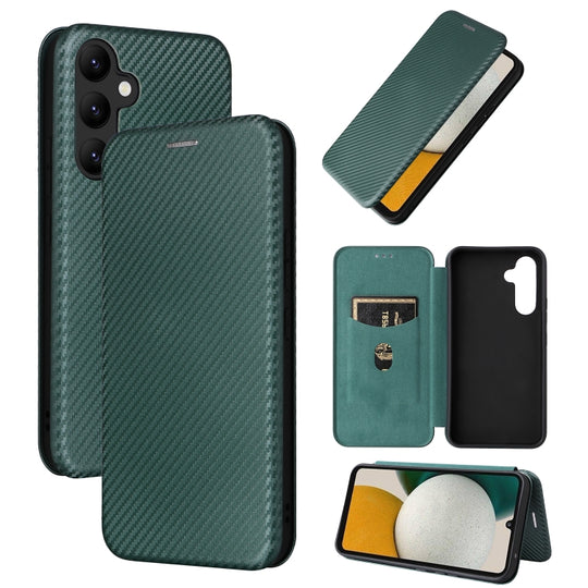 For Samsung Galaxy A34 5G Carbon Fiber Texture Flip Leather Phone Case(Green)
