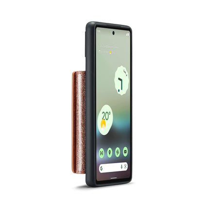 For Google Pixel 6a DG.MING M3 Series Glitter Powder Card Bag Leather Case(Rose Gold) - Google Cases by DG.MING | Online Shopping UK | buy2fix