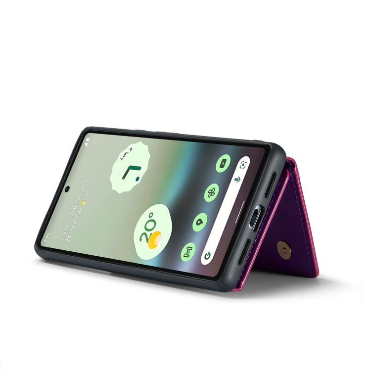For Google Pixel 6a DG.MING M3 Series Glitter Powder Card Bag Leather Case(Dark Purple) - Google Cases by DG.MING | Online Shopping UK | buy2fix