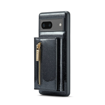 For Google Pixel 7 DG.MING M3 Series Glitter Powder Card Bag Leather Case(Black) - Google Cases by DG.MING | Online Shopping UK | buy2fix