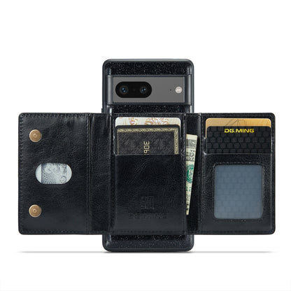 For Google Pixel 7 DG.MING M3 Series Glitter Powder Card Bag Leather Case(Black) - Google Cases by DG.MING | Online Shopping UK | buy2fix