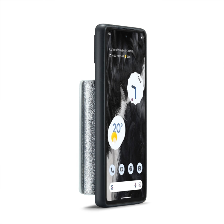 For Google Pixel 7 DG.MING M3 Series Glitter Powder Card Bag Leather Case(Silver) - Google Cases by DG.MING | Online Shopping UK | buy2fix