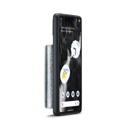 For Google Pixel 7 DG.MING M3 Series Glitter Powder Card Bag Leather Case(Silver) - Google Cases by DG.MING | Online Shopping UK | buy2fix