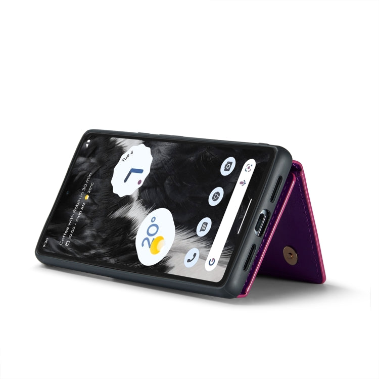 For Google Pixel 7 DG.MING M3 Series Glitter Powder Card Bag Leather Case(Dark Purple) - Google Cases by DG.MING | Online Shopping UK | buy2fix